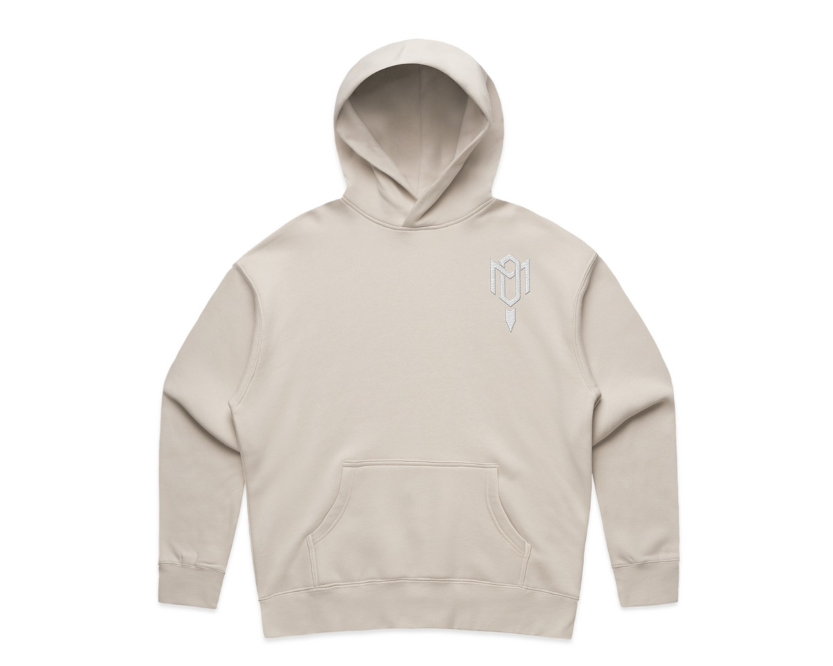 DMROZE 2.0 WOMEN'S HOODIES beige cotton fleece pullover with kangaroo pocket and embroidered logo on chest
