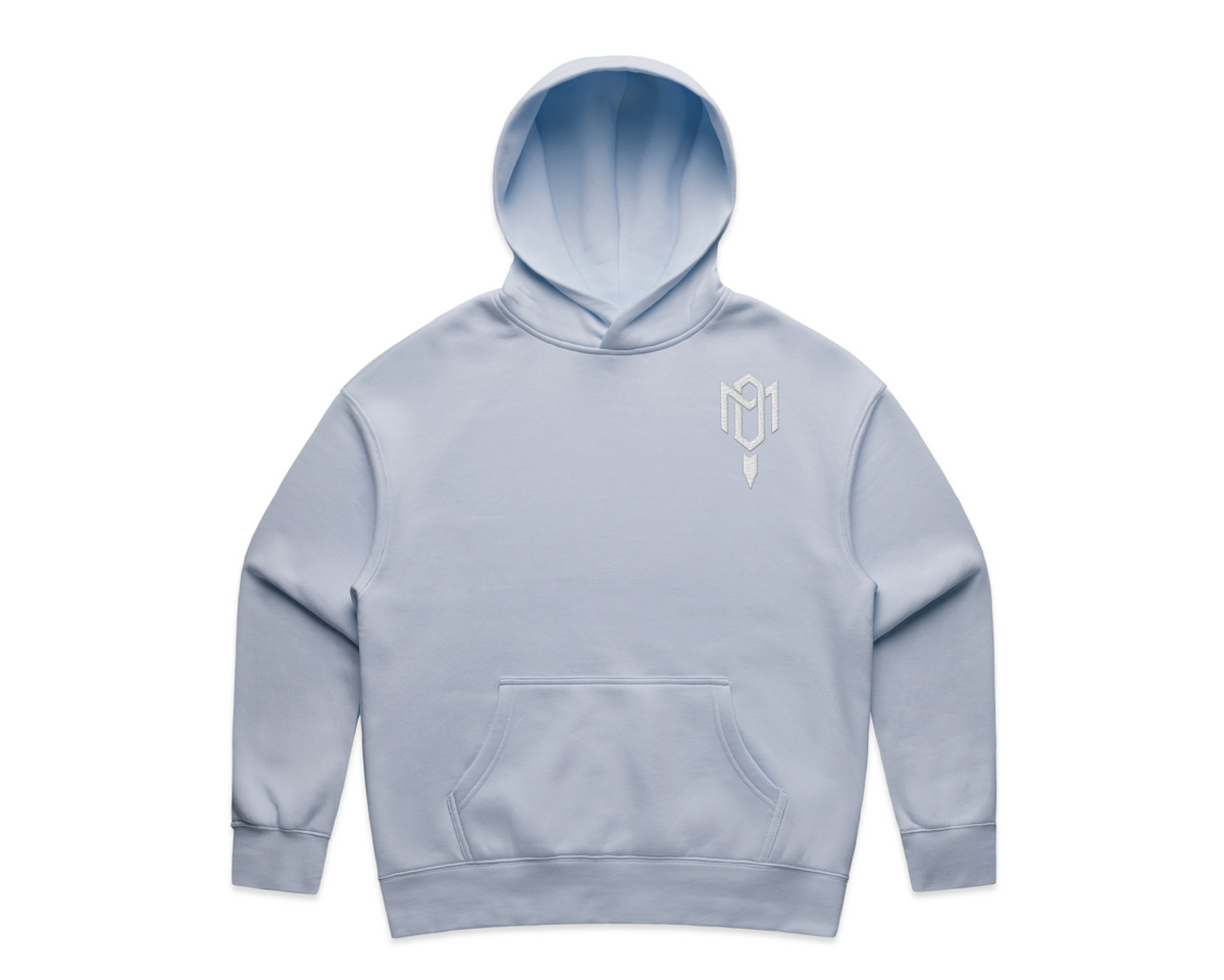 DMROZE 2.0 WOMEN'S HOODIES light blue cotton blend pullover with kangaroo pocket and embroidered logo on chest