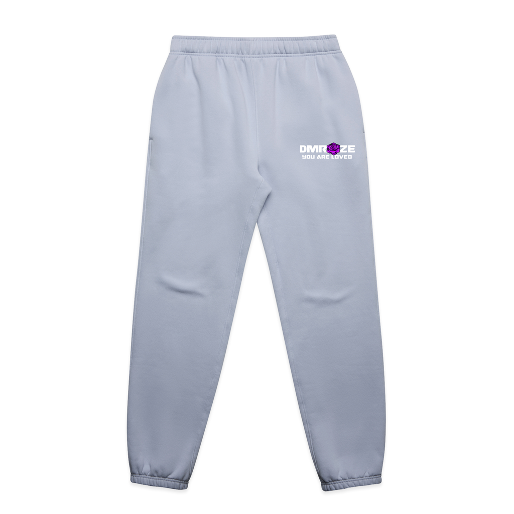 DMROZE MEN'S HOODED TRACK SUITS grey fleece track pants with an elastic waistband, cuffed hems and small logo