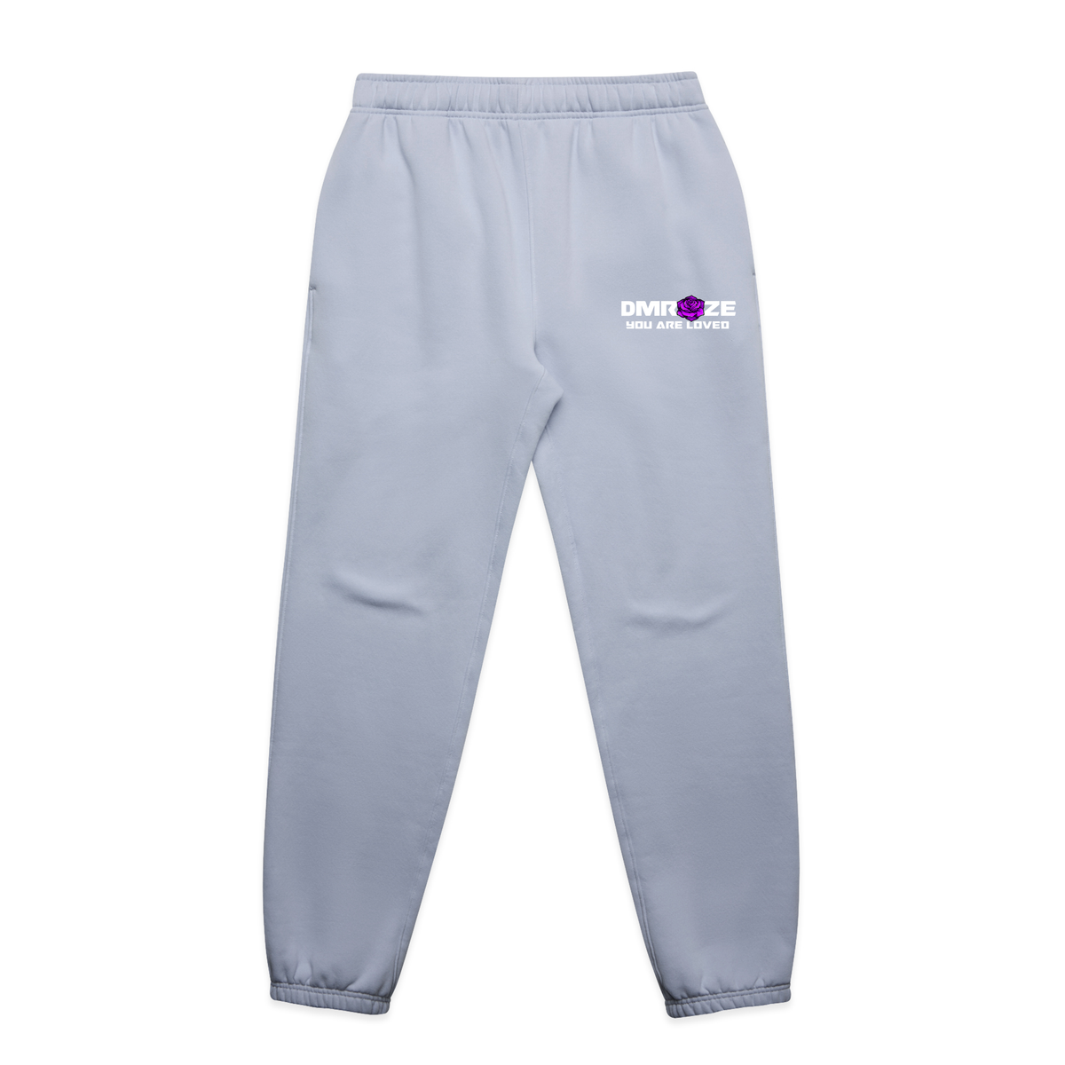 DMROZE MEN'S HOODED TRACK SUITS grey fleece track pants with an elastic waistband, cuffed hems and small logo