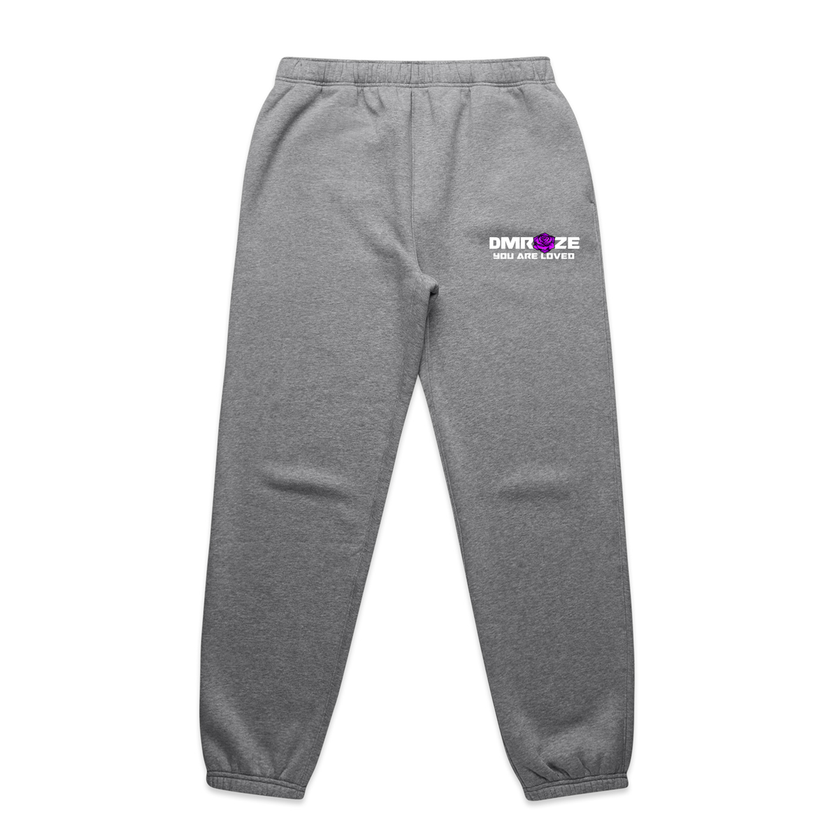 DMROZE MEN'S HOODED TRACK SUITS grey fleece track pants with elasticated cuffs and small logo print