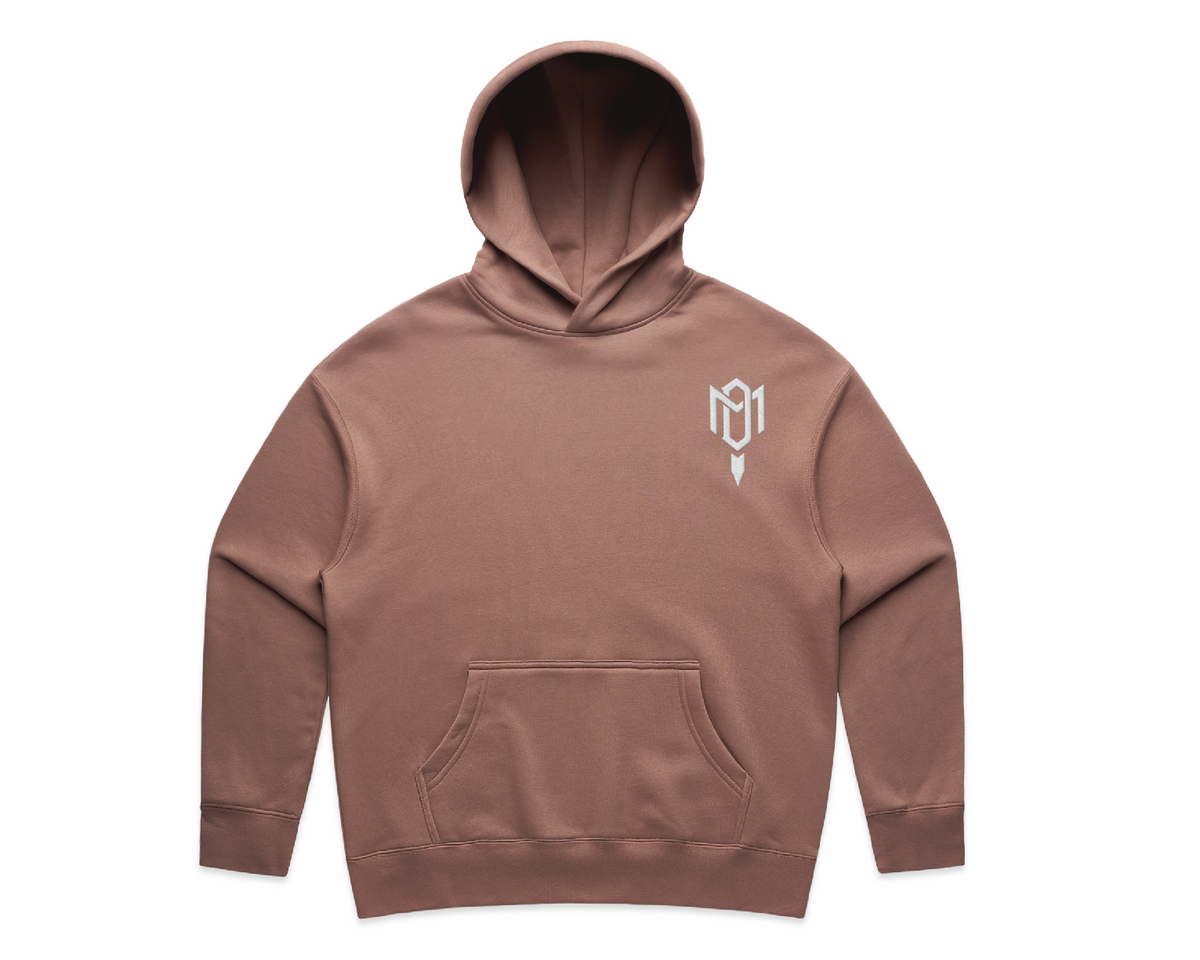 WOMEN'S DMROZE 2.0 HOODED TRACK SUITS brown cotton-blend fleece hoodie with white chest embroidery and kangaroo pocket