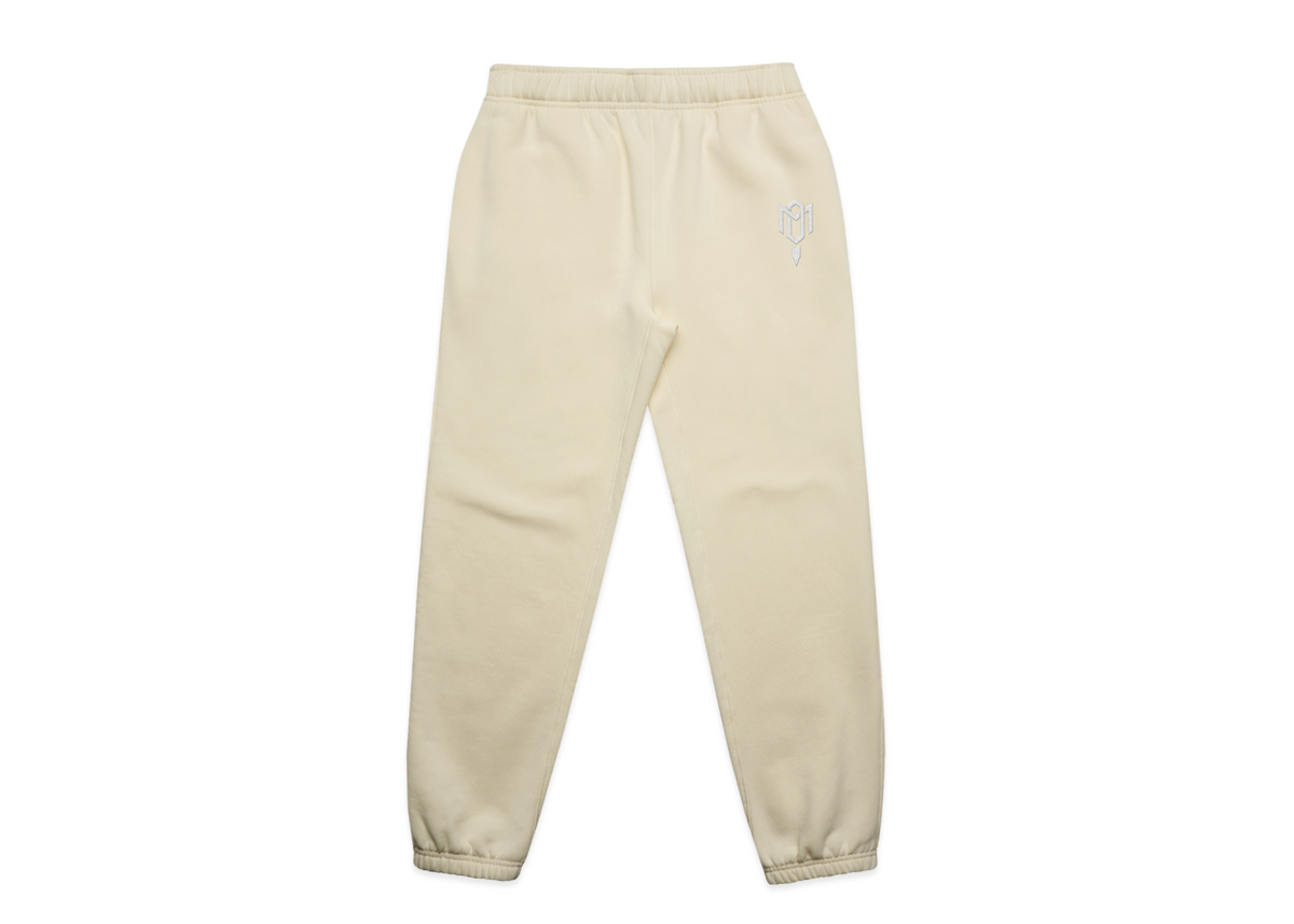 WOMEN'S DMROZE 2.0 HOODED TRACK SUITS cream fleece track pants with elastic cuffs and embroidered logo