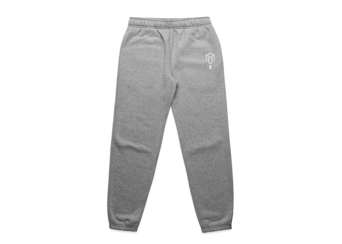 WOMEN'S DMROZE 2.0 HOODED TRACK SUITS grey cotton-blend fleece track pants with elastic cuffs and white logo