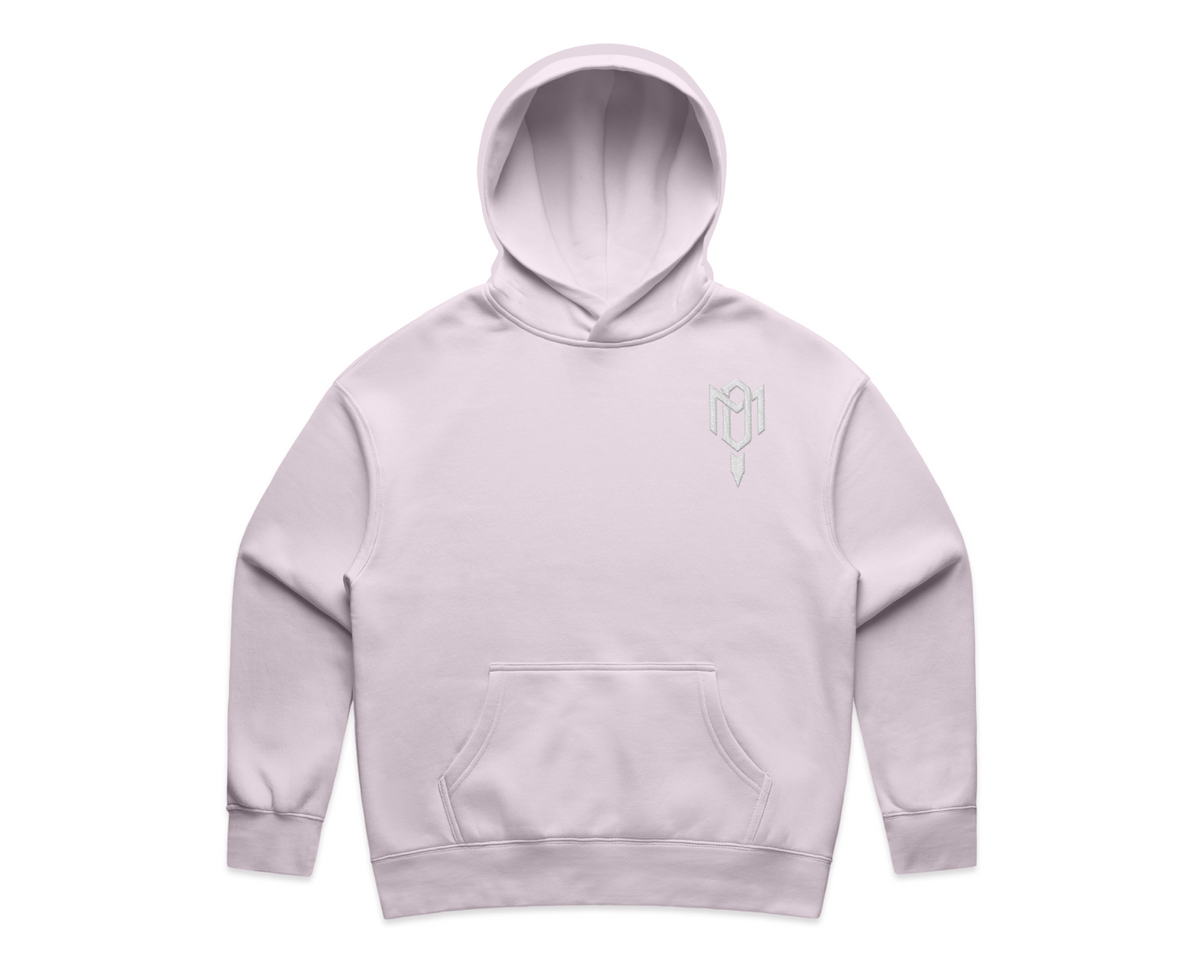 WOMEN'S DMROZE 2.0 HOODED TRACK SUITS lavender fleece pullover hoodie with front pouch pocket and chest embroidery