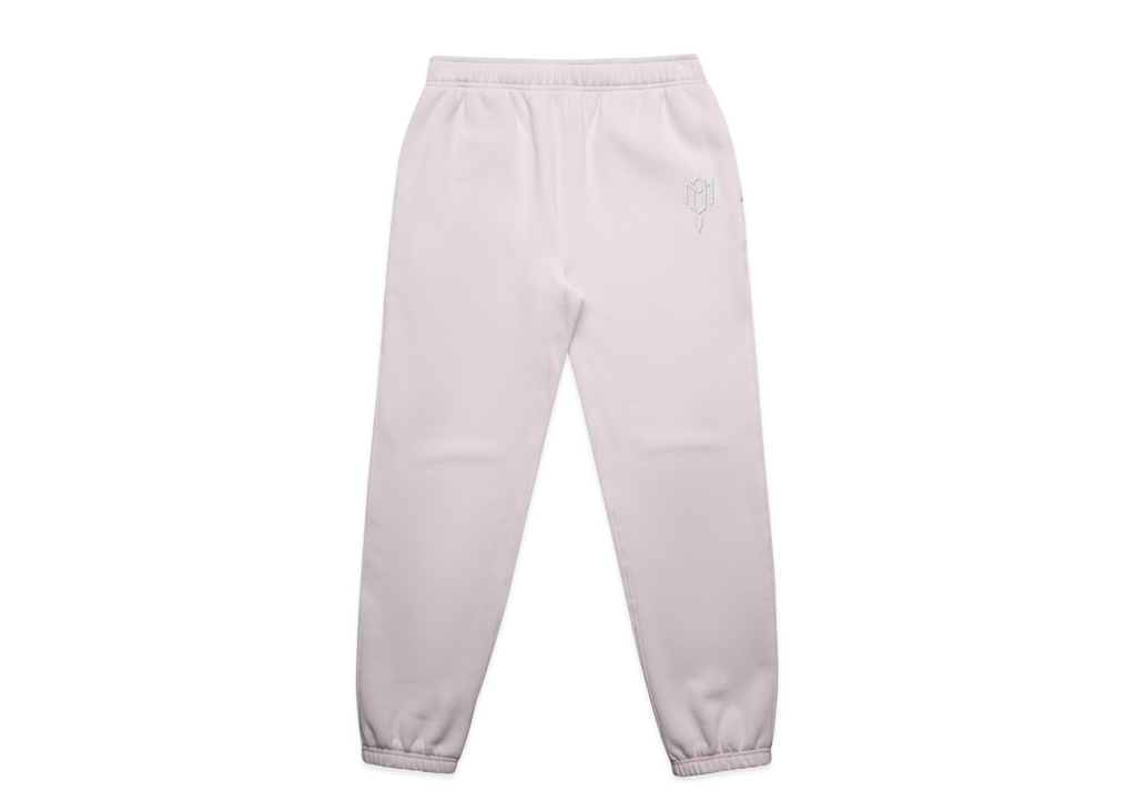 WOMEN'S DMROZE 2.0 HOODED TRACK SUITS pale pink fleece track pants with elastic cuffs and subtle logo