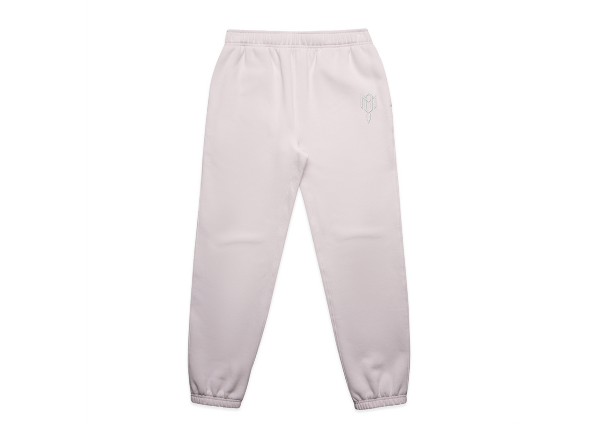 WOMEN'S DMROZE 2.0 HOODED TRACK SUITS pale pink fleece track pants with elastic cuffs and subtle logo
