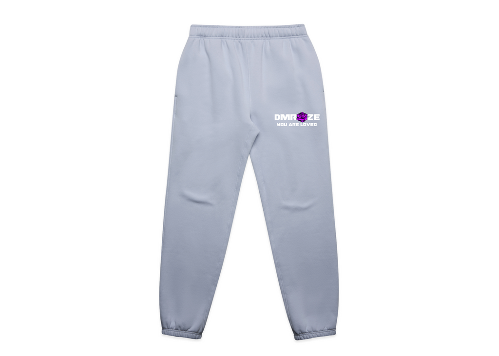 WOMEN'S DMROZE HOODED TRACKSUITS light grey cotton fleece jogger trousers with elastic waist, cuffs and printed logo