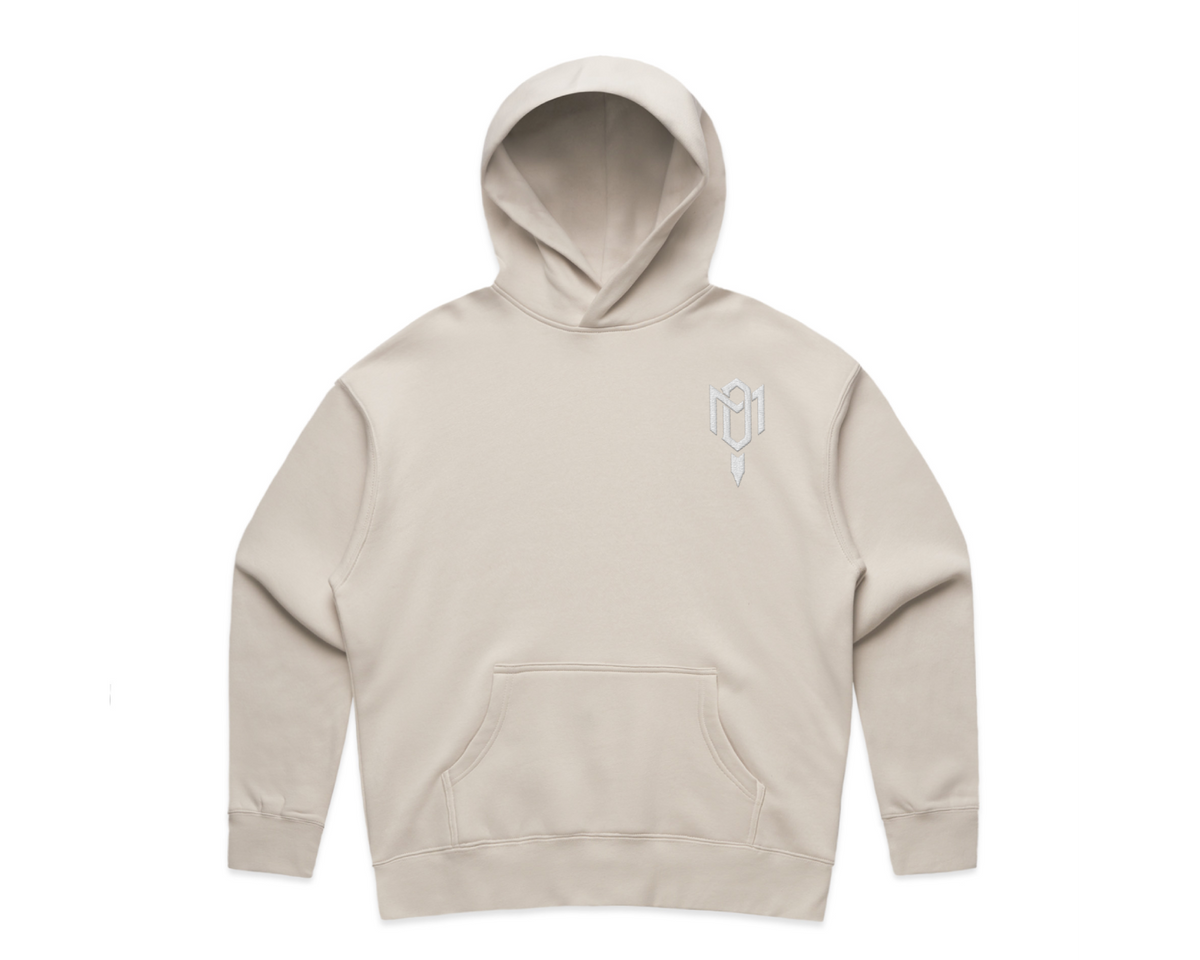 WOMEN'S DMROZE 2.0 HOODED TRACK SUITS beige cotton-blend fleece hoodie with front pouch pocket and embroidered chest logo