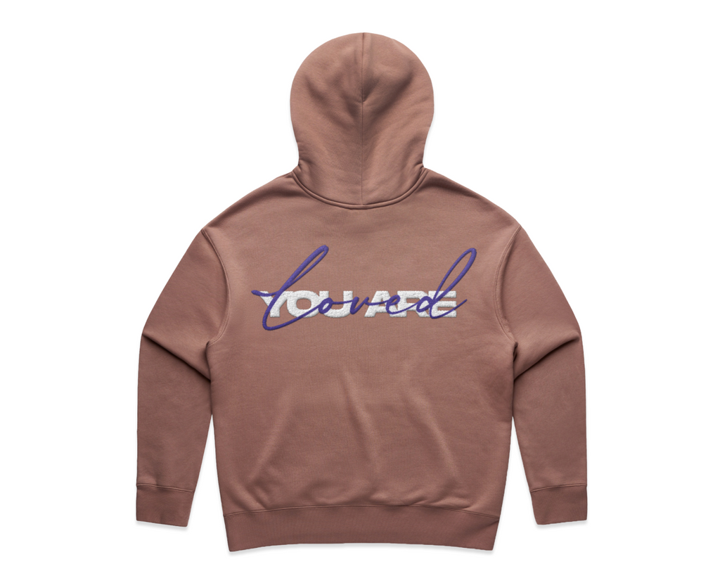 WOMEN'S DMROZE 2.0 HOODED TRACK SUITS brown fleece hoodie with front embroidered graphic and ribbed cuffs