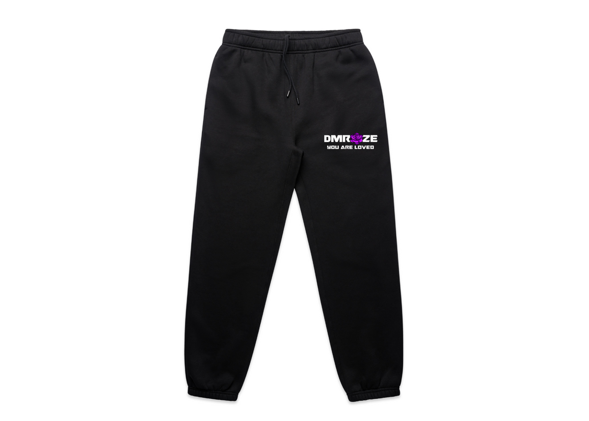 WOMEN'S DMROZE HOODED TRACKSUITS black cotton fleece jogger trousers with elastic cuffs and logo print