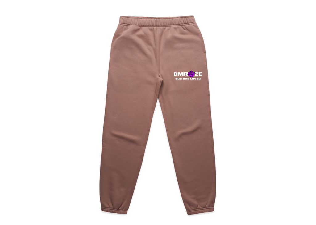 WOMEN'S DMROZE HOODED TRACKSUITS brown cotton fleece joggers with elastic waistband, cuffs and printed logo