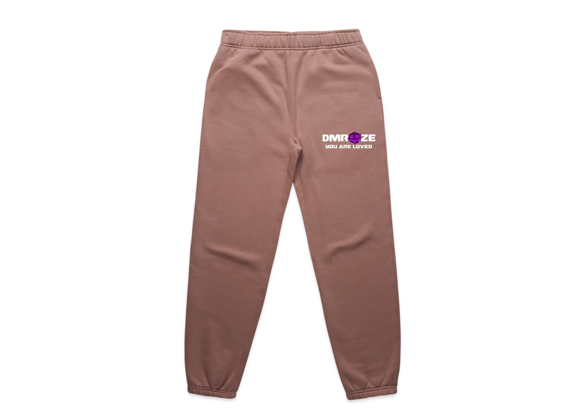 WOMEN'S DMROZE HOODED TRACKSUITS brown cotton fleece joggers with elastic waistband, cuffs and printed logo