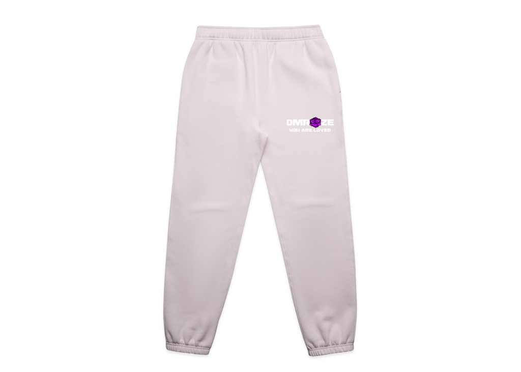 WOMEN'S DMROZE HOODED TRACKSUITS light pink cotton fleece joggers with elastic waist, cuffs and printed logo