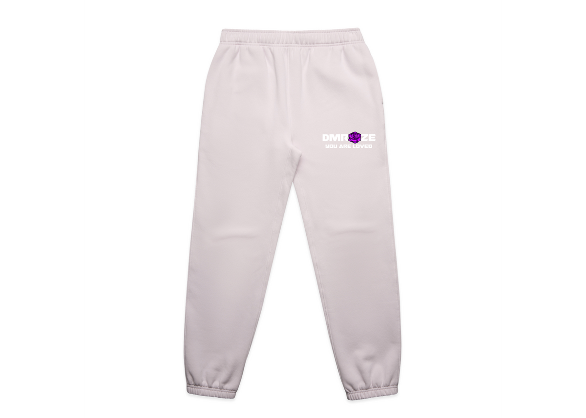 WOMEN'S DMROZE HOODED TRACKSUITS light pink cotton fleece joggers with elastic waist, cuffs and printed logo